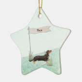 Aangepaste naam zwart & Tan Dachshund Pet Dog Keramisch Ornament (Links)