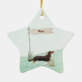 Aangepaste naam zwart & Tan Dachshund Pet Dog Keramisch Ornament (Achterkant)