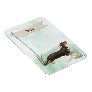 Aangepaste naam zwart & Tan Dachshund Pet Dog Magneet