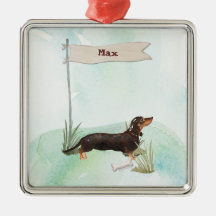 Aangepaste naam zwart & Tan Dachshund Pet Dog