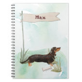 Aangepaste naam zwart & Tan Dachshund Pet Dog Notitieboek (Voorkant)