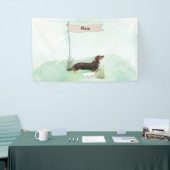Aangepaste naam zwart & Tan Dachshund Pet Dog Spandoek (Beurs)