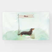 Aangepaste naam zwart & Tan Dachshund Pet Dog Spandoek (Horizontaal)