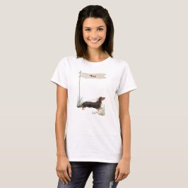 Aangepaste naam zwart & Tan Dachshund Pet Dog T-shirt