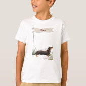 Aangepaste naam zwart & Tan Dachshund Pet Dog T-shirt (Voorkant)