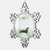 Aangepaste naam zwart & Tan Dachshund Pet Dog Tin Sneeuwvlok Ornament (Rechts)