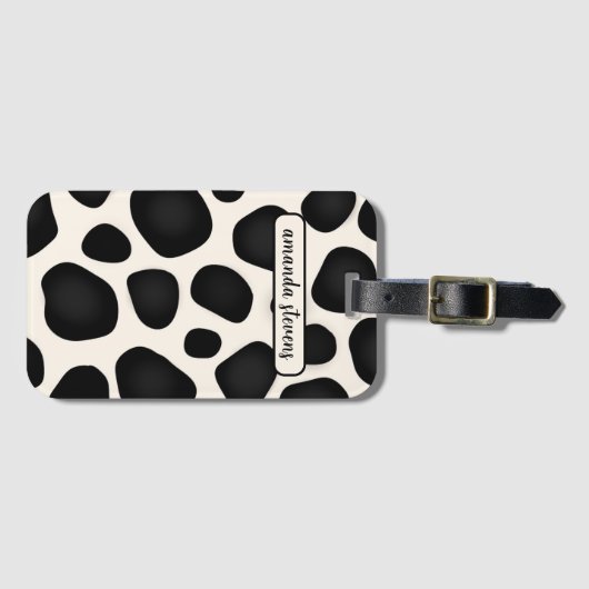 Aangepaste naam Zwart Typografie Patroon Abstract Bagagelabel (Voorkant (horizontaal))