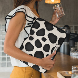 Aangepaste naam Zwart Typografie Patroon Abstract Laptop Sleeve