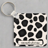 Aangepaste naam Zwart Typografie Patroon Abstract Sleutelhanger