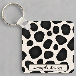 Aangepaste naam Zwart Typografie Patroon Abstract Sleutelhanger