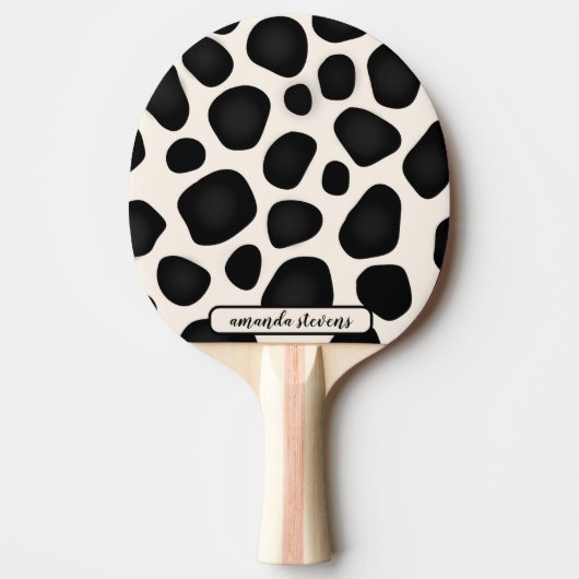 Aangepaste naam Zwart Typografie Patroon Abstract Tafeltennisbatje (Voorkant)