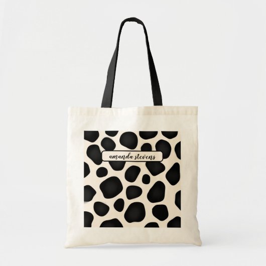 Aangepaste naam Zwart Typografie Patroon Abstract Tote Bag (Voorkant)