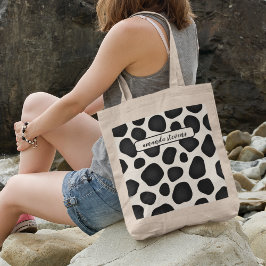 Aangepaste naam Zwart Typografie Patroon Abstract Tote Bag
