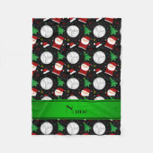 Aangepaste naam zwart volleybalkerstpatroon fleece deken (Voorkant)