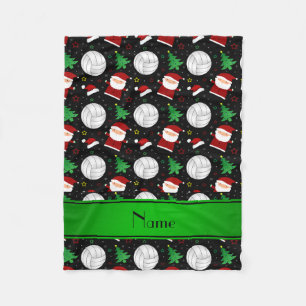 Aangepaste naam zwart volleybalkerstpatroon fleece deken