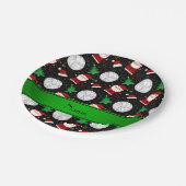 Aangepaste naam zwart volleybalkerstpatroon papieren bordje (Gekanteld)