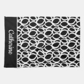 Aangepaste naam zwart-wit Abstract patroon Theedoek (Horizontaal)