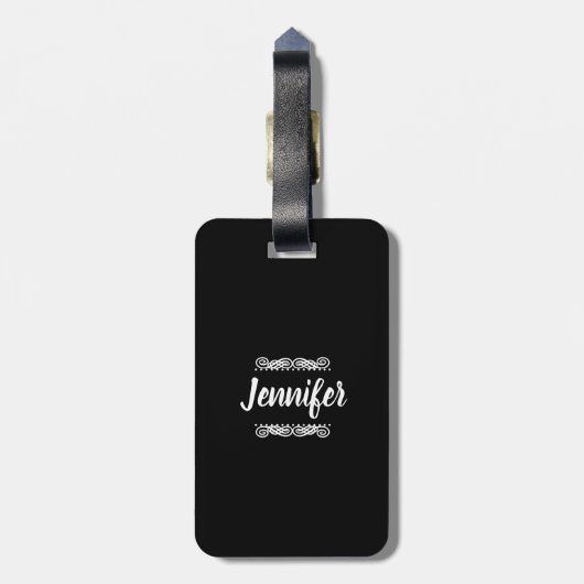 Aangepaste naam zwart-wit bagagelabel (Achterkant verticaal)