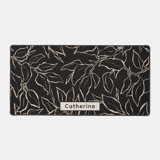 Aangepaste Naam Zwart-Wit Botanisch Huis Kantoor Bureaumat (Voorkant)