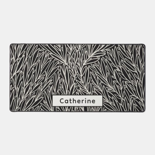 Aangepaste Naam Zwart Wit Botanische Kantoor Acces Bureaumat (Voorkant)