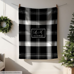 Aangepaste naam zwart-wit buffelplaid cadeau voor  fleece deken
