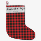 Aangepaste naam zwart-wit cheque buffelnaam kleine kerstsok (Voorkant)