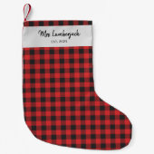 Aangepaste naam zwart-wit cheque buffelnaam kleine kerstsok (Voorkant)
