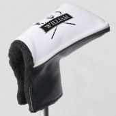 Aangepaste naam zwart-wit clubs en bal golfheadcover (3/4 voorkant)