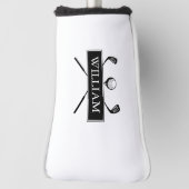 Aangepaste naam zwart-wit clubs en bal golfheadcover (Draai 90)