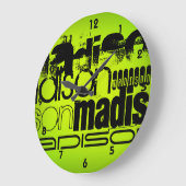 Aangepaste naam; Zwart-wit en Neon Chartreuse Geel Grote Klok (Hoek)