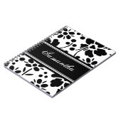 Aangepaste naam zwart-wit, Floral notebook Notitieboek (Linkerzijde)