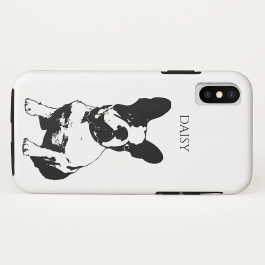 Aangepaste naam zwart-wit, Franse bulledog Case-Mate iPhone Case (Achterkant (horizontaal))