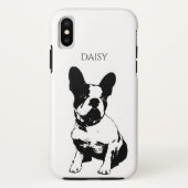 Aangepaste naam zwart-wit, Franse bulledog Case-Mate iPhone Case (Achterkant)
