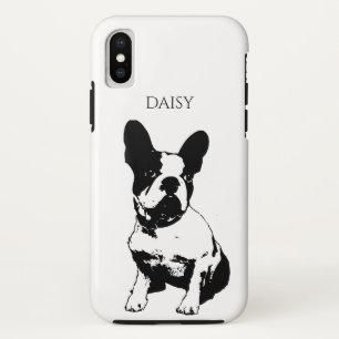 Aangepaste naam zwart-wit, Franse bulledog Case-Mate iPhone Case