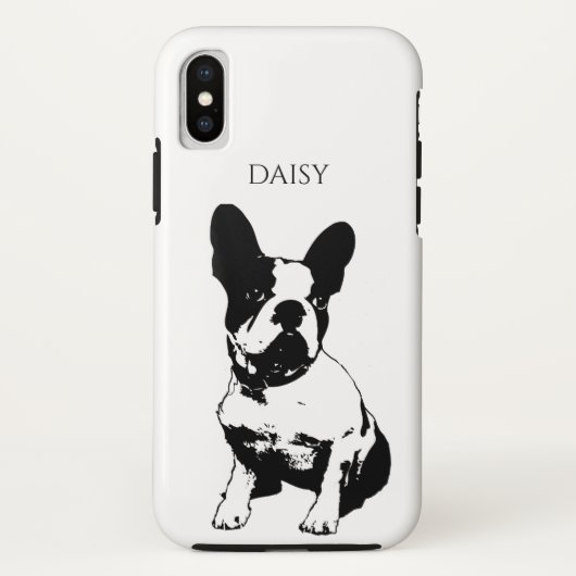 Aangepaste naam zwart-wit, Franse bulledog Case-Mate iPhone Case (Achterkant)