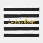 Aangepaste naam Zwart-wit Gestreept Fleece Deken (Voorkant (Horizontaal))