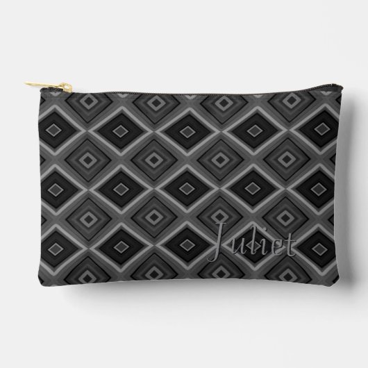 Aangepaste naam zwart wit grijs diamant geometrisc etui (Voorkant)