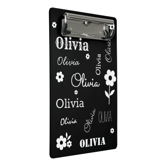 Aangepaste naam zwart-wit minikaart mini klembord (Schuin)
