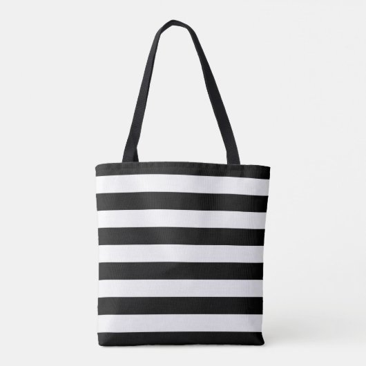 Aangepaste naam zwart-wit, modern striped patroon tote bag (Achterkant)