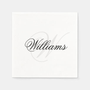 Aangepaste naam zwart-wit monogram Initiaal Servet