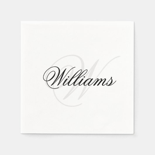 Aangepaste naam zwart-wit monogram Initiaal Servet (Voorkant)