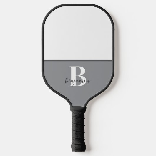 Aangepaste Naam Zwart Wit Monogram Pickleball Padd Paddle (Voorkant)