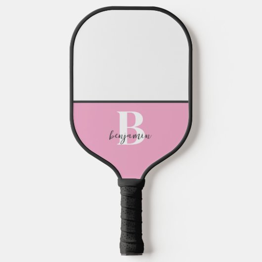 Aangepaste Naam Zwart Wit Monogram Pickleball Padd Pickleball Paddle (Voorkant)