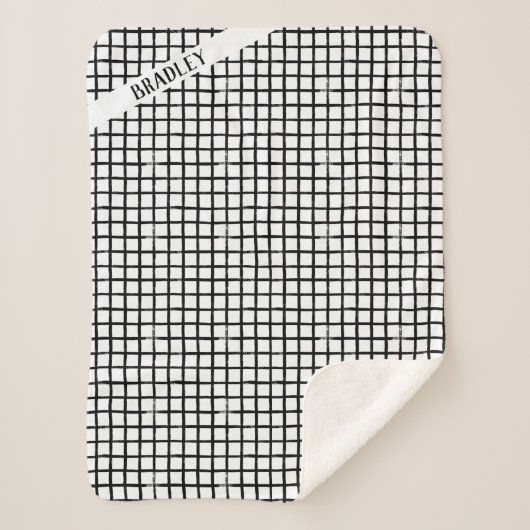 Aangepaste naam: zwart-wit, portierpatroon sherpa deken (Voorkant)