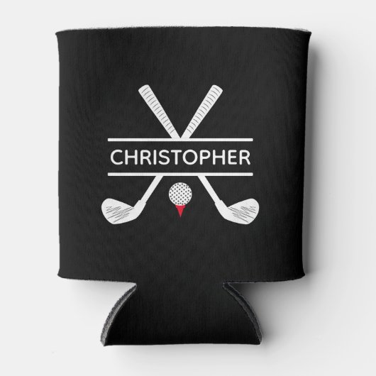 Aangepaste naam zwart-wit rood Golf Blikjeskoeler (Voorkant)