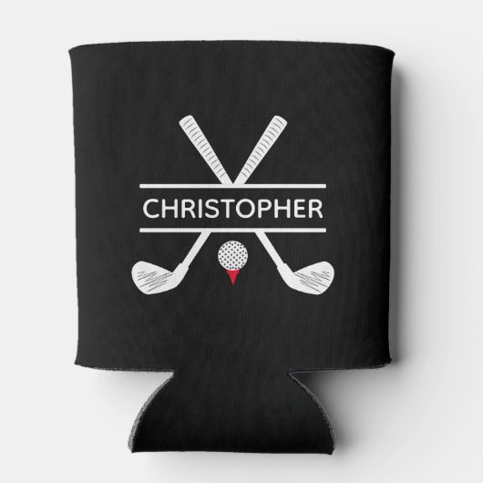 Aangepaste naam zwart-wit rood Golf Blikjeskoeler (Achterkant)