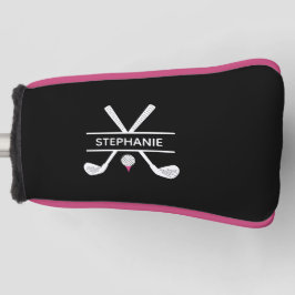 Aangepaste naam zwart wit roze golfheadcover