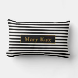 Aangepaste naam Zwart/Wit Strepen Kussen