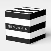 Aangepaste naam zwart-wit Striped Patroon Bedankdoosjes (Voorkant Zijde)