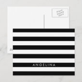 Aangepaste naam zwart-wit Striped Patroon Briefkaart (Voorkant / Achterkant)